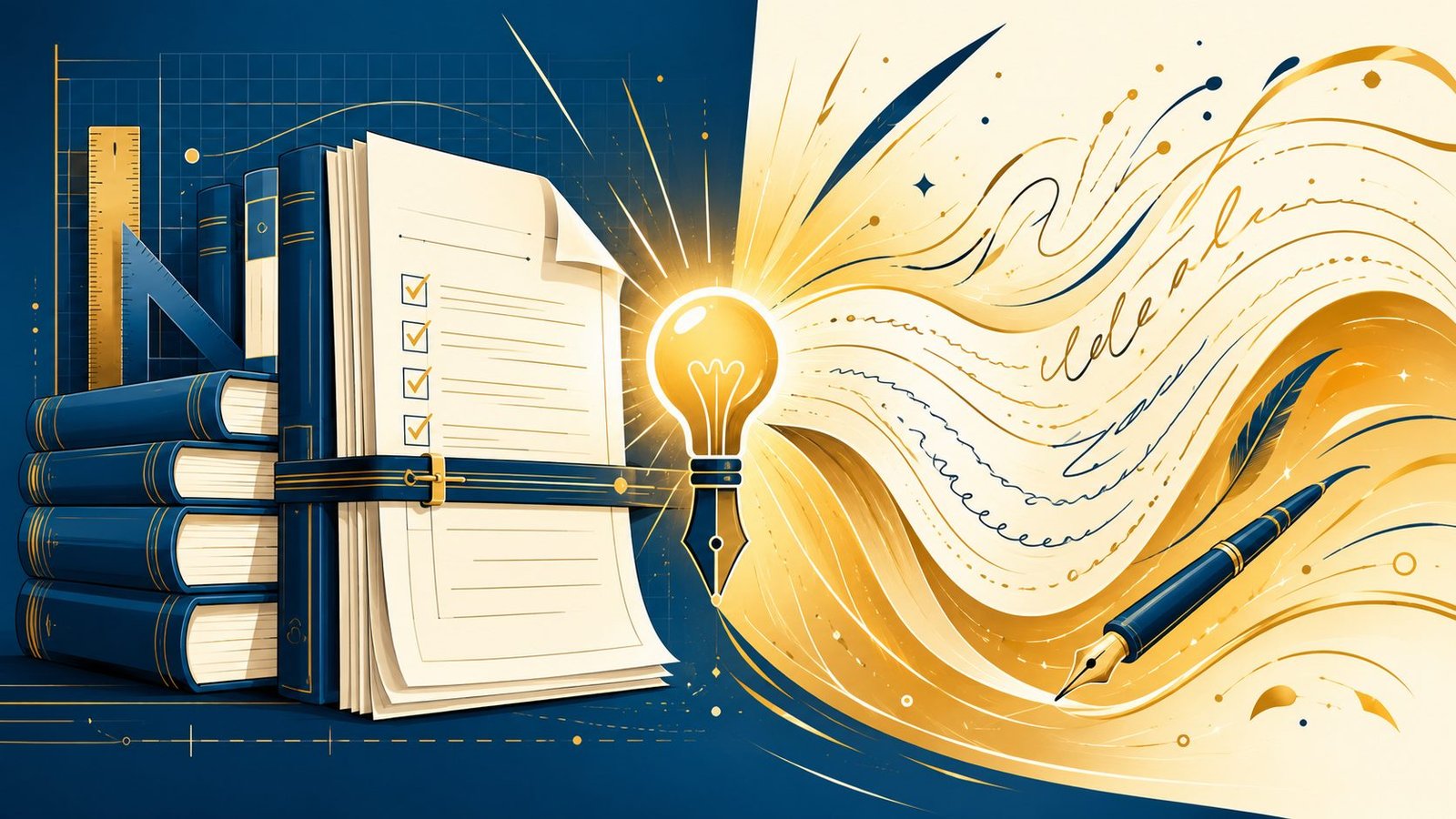 Rigid academic writing rules bound in books transforming into free-flowing authentic blog writing style